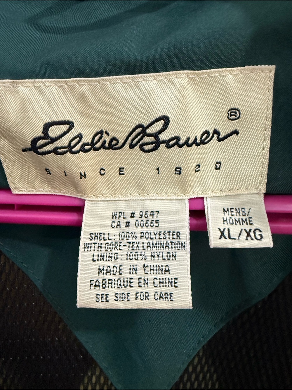 Eddie Bauer Gore-Tex Men’s XL Waterproof Rain Jacket Green Outdoor Hiking Coat - Picture 2 of 5